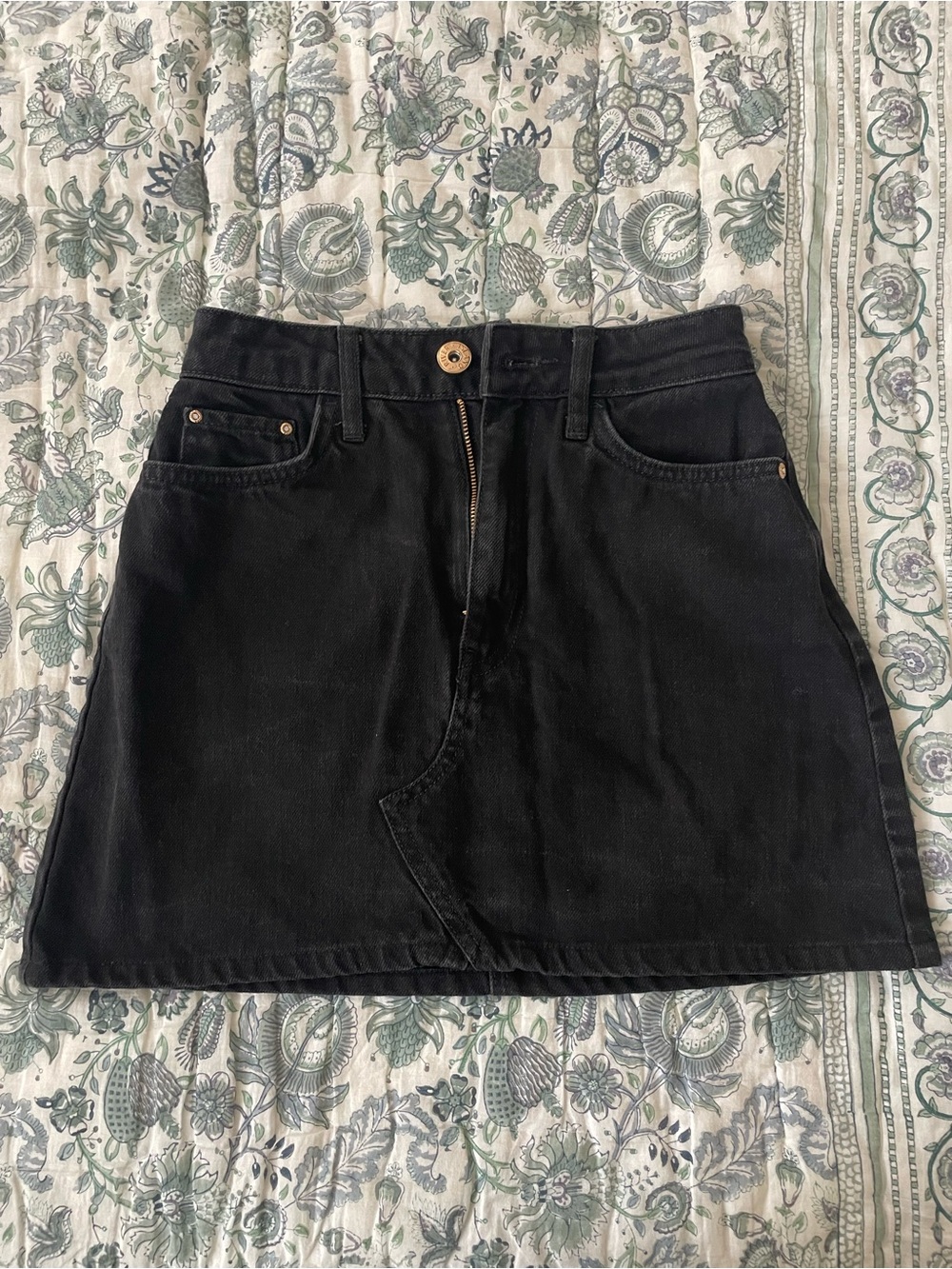 River Island Black Denim Mini Skirt